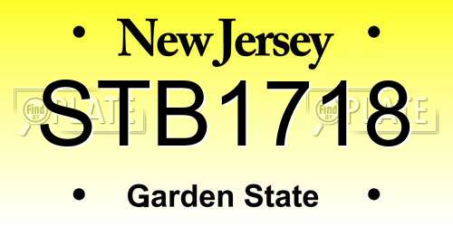 STB1718 New Jersey License Plate