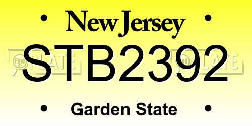 STB2392 New Jersey License Plate
