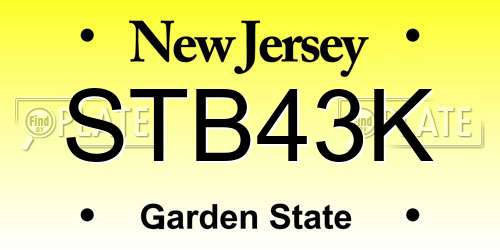 STB43K New Jersey License Plate