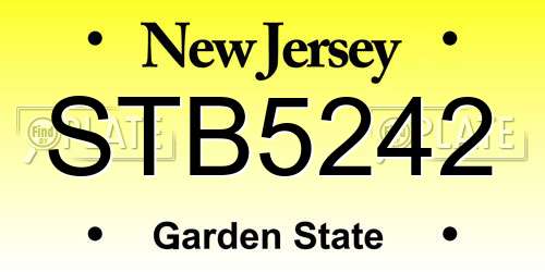 STB5242 New Jersey License Plate