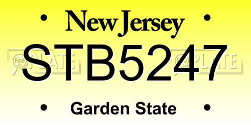STB5247 New Jersey License Plate