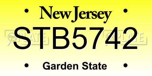 STB5742 New Jersey License Plate