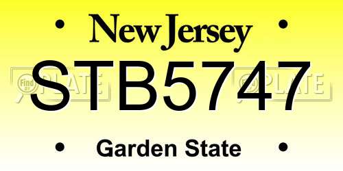STB5747 New Jersey License Plate