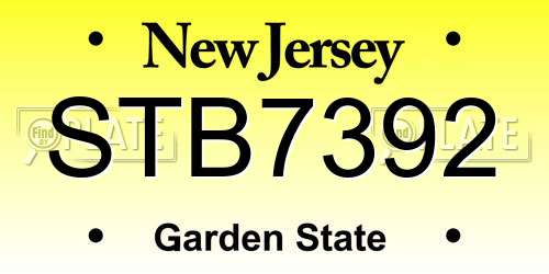 STB7392 New Jersey License Plate