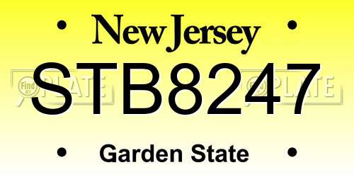 STB8247 New Jersey License Plate