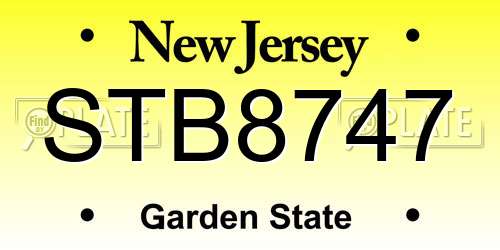 STB8747 New Jersey License Plate