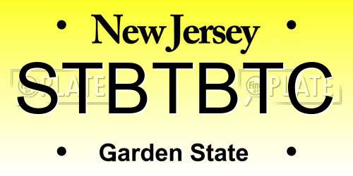 STBTBTC New Jersey License Plate