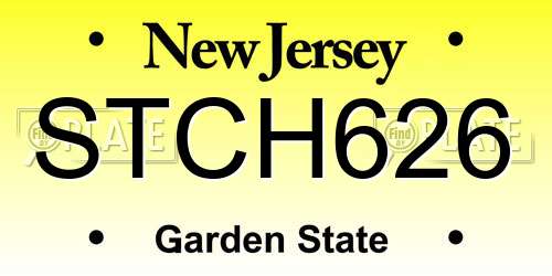 STCH626 New Jersey License Plate