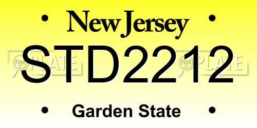 STD2212 New Jersey License Plate