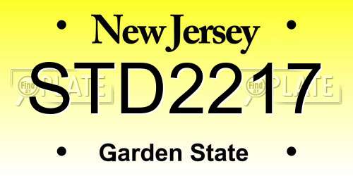 STD2217 New Jersey License Plate
