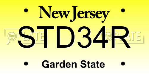 STD34R New Jersey License Plate