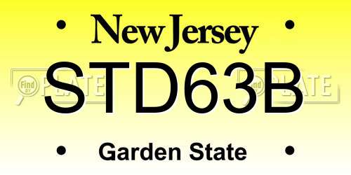 STD63B New Jersey License Plate