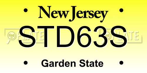 STD63S New Jersey License Plate