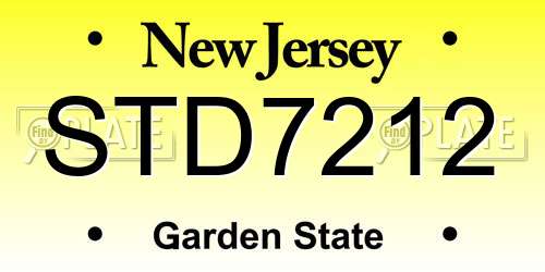 STD7212 New Jersey License Plate