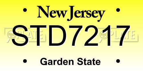 STD7217 New Jersey License Plate