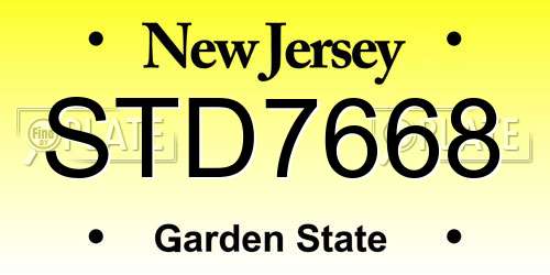 STD7668 New Jersey License Plate
