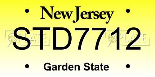 STD7712 New Jersey License Plate
