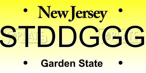 STDDGGG New Jersey License Plate