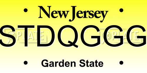 STDQGGG New Jersey License Plate