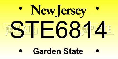 STE6814 New Jersey License Plate