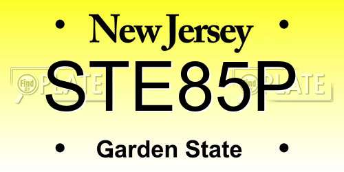 STE85P New Jersey License Plate