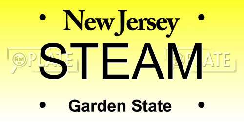 STEAM New Jersey License Plate