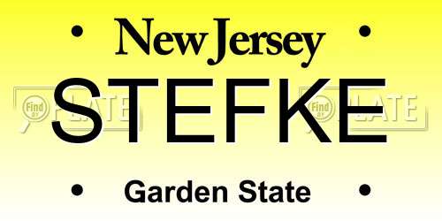 STEFKE New Jersey License Plate