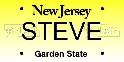 STEVE New Jersey License Plate