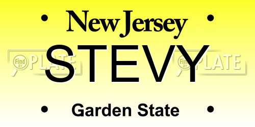 STEVY New Jersey License Plate
