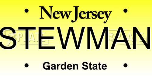 STEWMAN New Jersey License Plate
