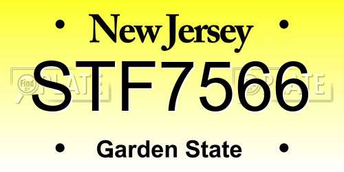 STF7566 New Jersey License Plate