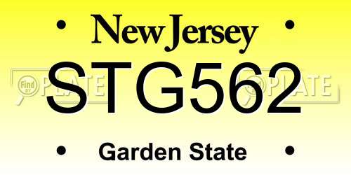 STG562 New Jersey License Plate