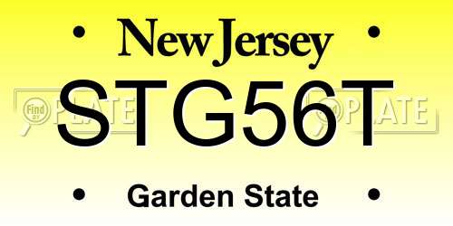 STG56T New Jersey License Plate