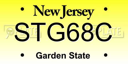 STG68C New Jersey License Plate
