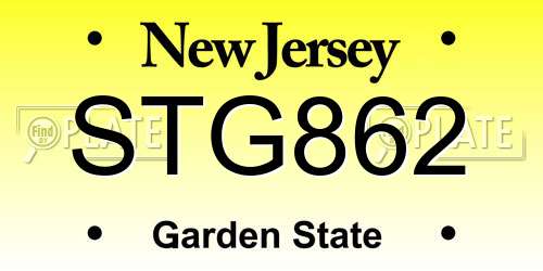 STG862 New Jersey License Plate