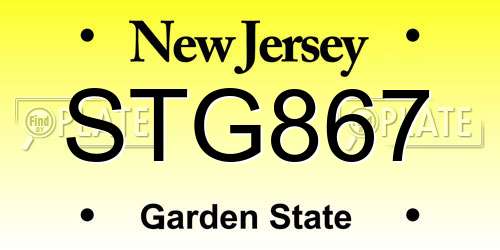 STG867 New Jersey License Plate