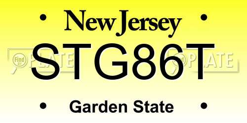 STG86T New Jersey License Plate