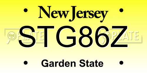 STG86Z New Jersey License Plate