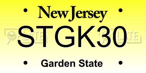 STGK30 New Jersey License Plate