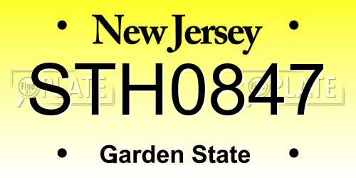 STH0847 New Jersey License Plate