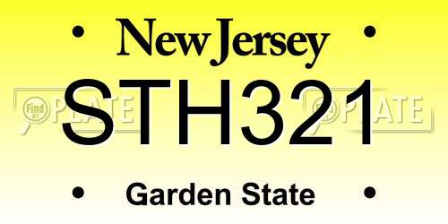 STH321 New Jersey License Plate