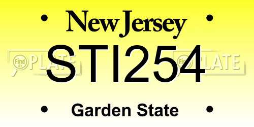 STI254 New Jersey License Plate