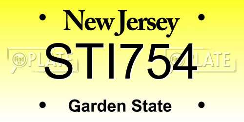 STI754 New Jersey License Plate