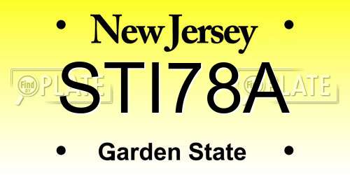 STI78A New Jersey License Plate