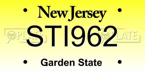 STI962 New Jersey License Plate