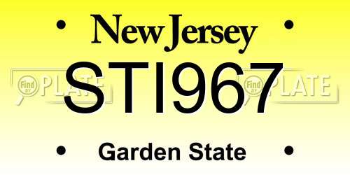 STI967 New Jersey License Plate