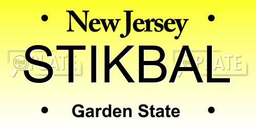 STIKBAL New Jersey License Plate