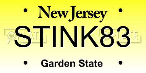 STINK83 New Jersey License Plate