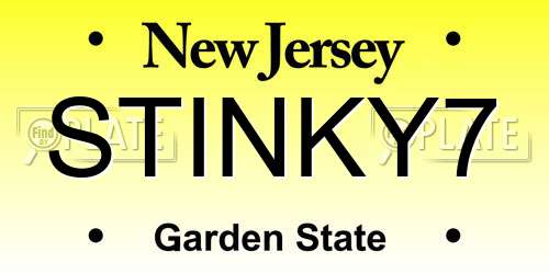STINKY7 New Jersey License Plate