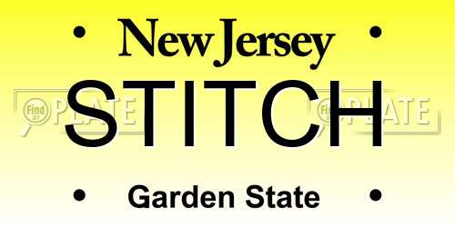 STITCH New Jersey License Plate